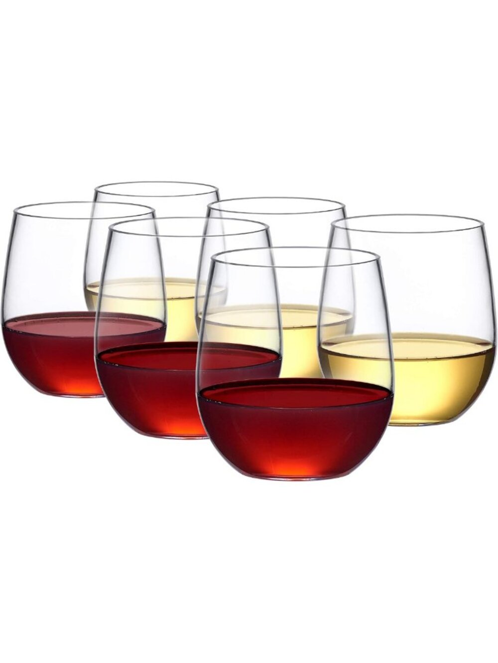 Unbreakable Tritan Wine Glasses Set of 6 | BPA-Free, Stemless, Dishwasher-Safe